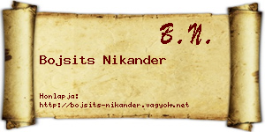 Bojsits Nikander névjegykártya